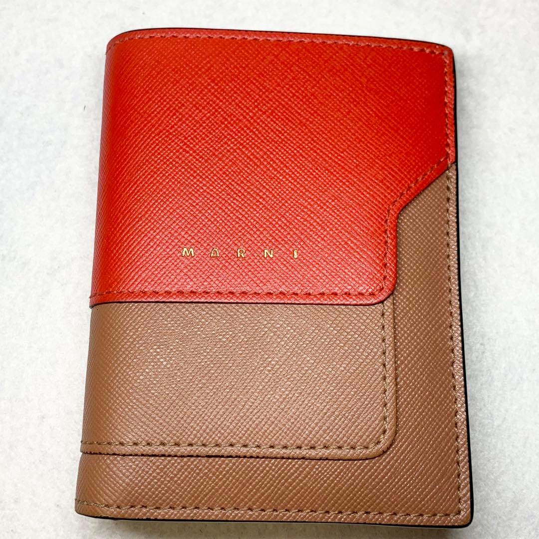 希少 MARNI マルニ 折り財布 サフィアーノレザー バイカラー イタリア製