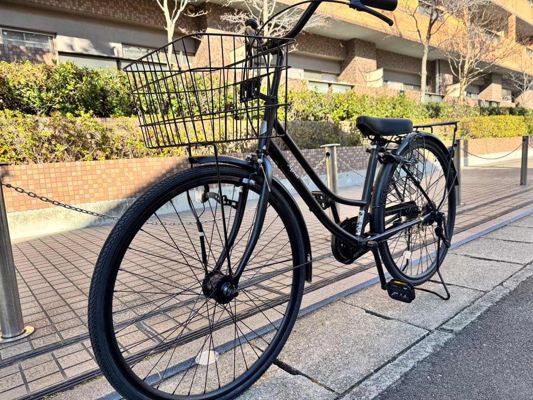 よし⭐︎シティサイクル ブラック 前カゴ付き