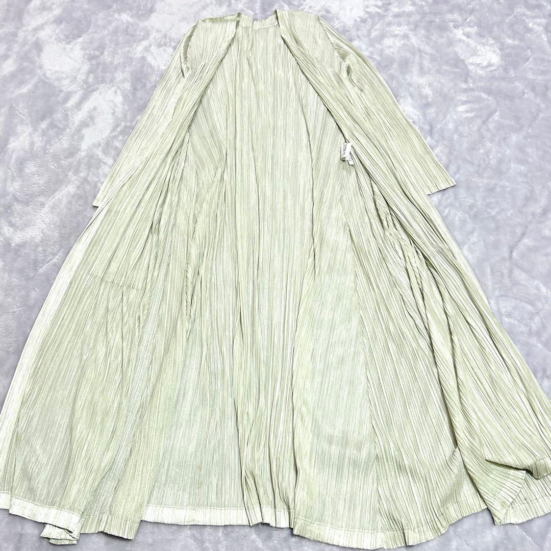 希少❤︎プリーツプリーズ イッセイミヤケ ロングカーディガン マキシ丈 ミント3
