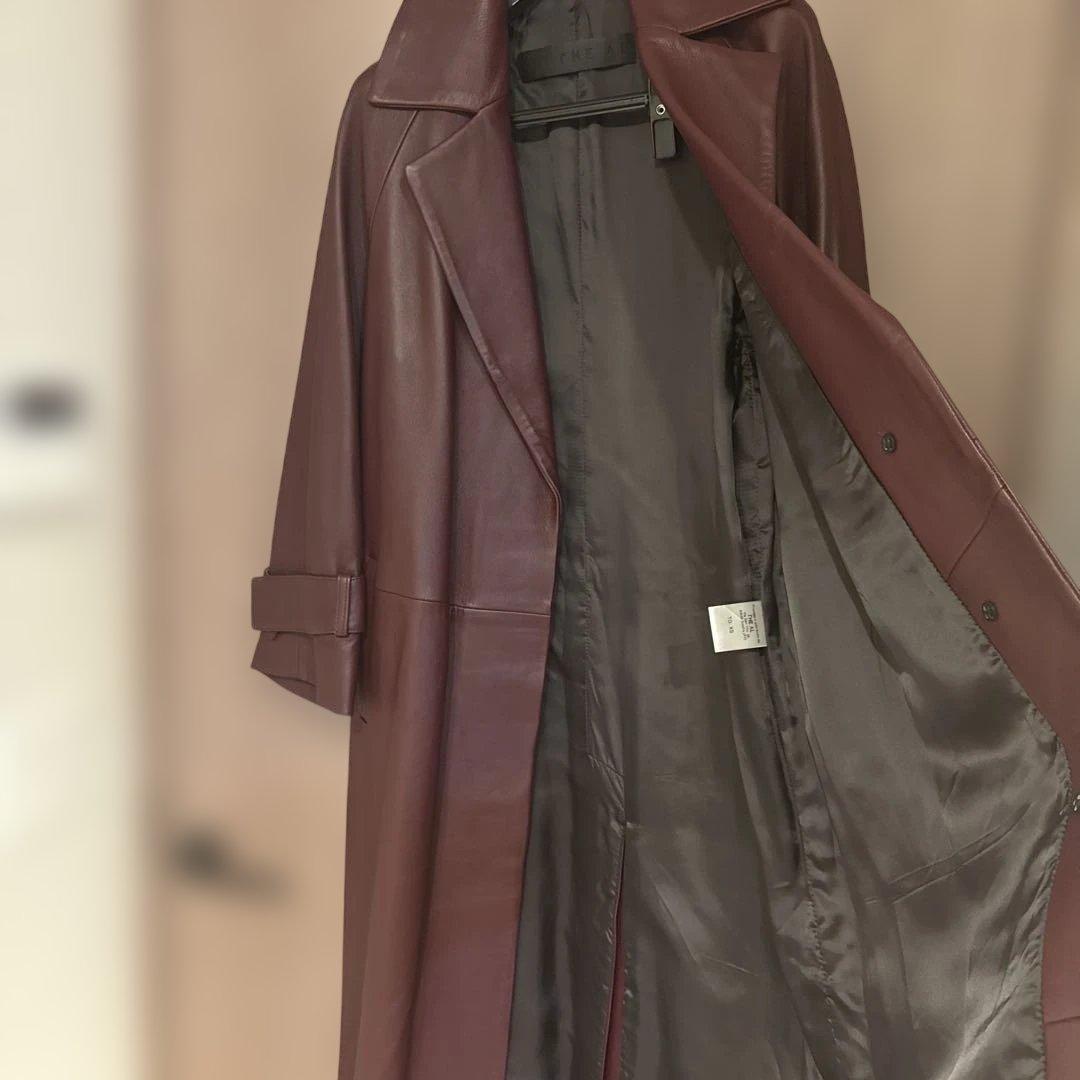 GHEAL バーガンディ レザー ロングコート