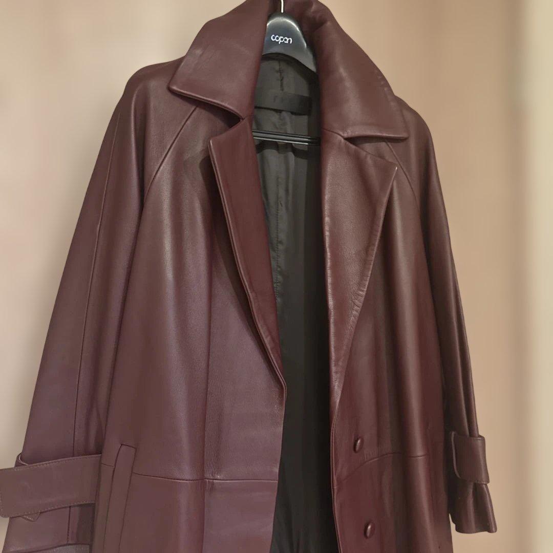 GHEAL バーガンディ レザー ロングコート