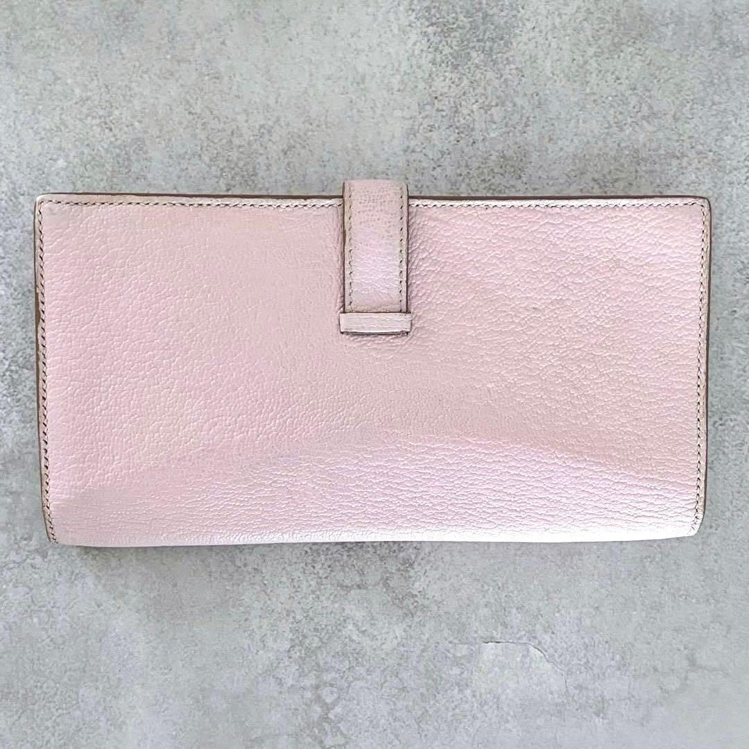 HERMÈS エルメス ベアンスフレ レザー B刻印 箱 ピンク 財布 シルバー