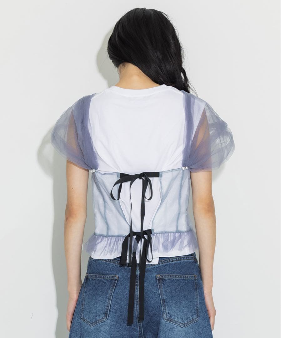 VIVIANO × STUDIOUS tulle corsert t-shirt