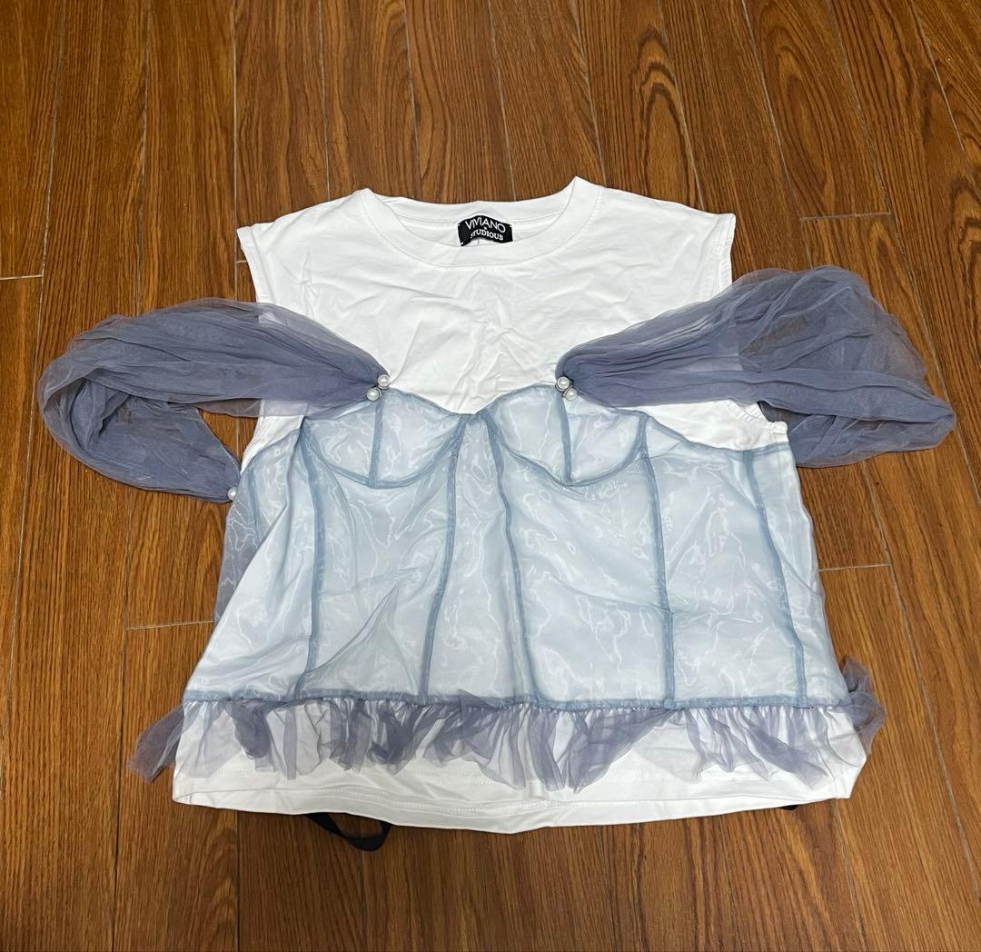 VIVIANO × STUDIOUS tulle corsert t-shirt