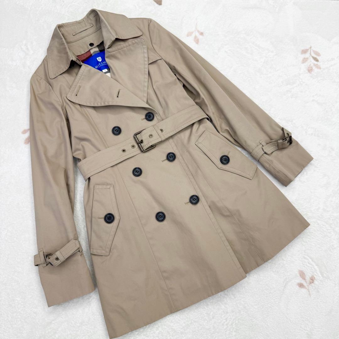 美品 ブルーレーベルクレストブリッジ トレンチコート チェック 38 ライナー