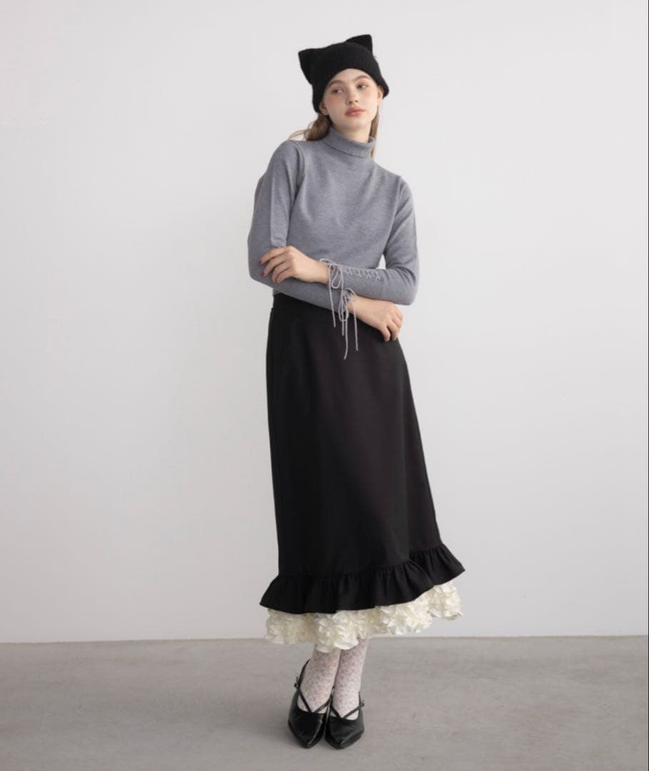 idem blooming frill long skirt ブラックS