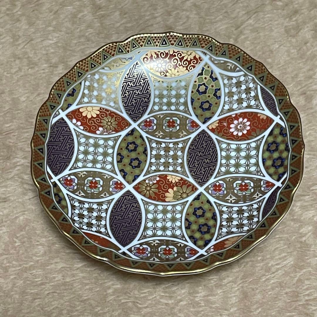 美濃焼 前畑陶器 庫山窯 金彩七宝紋 輪花取皿揃 5客 【廃盤品】