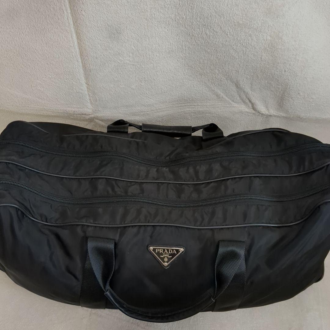 PRADA ボストンバッグ ダブルジップ ブラック テスートナイロン 三角ロゴ