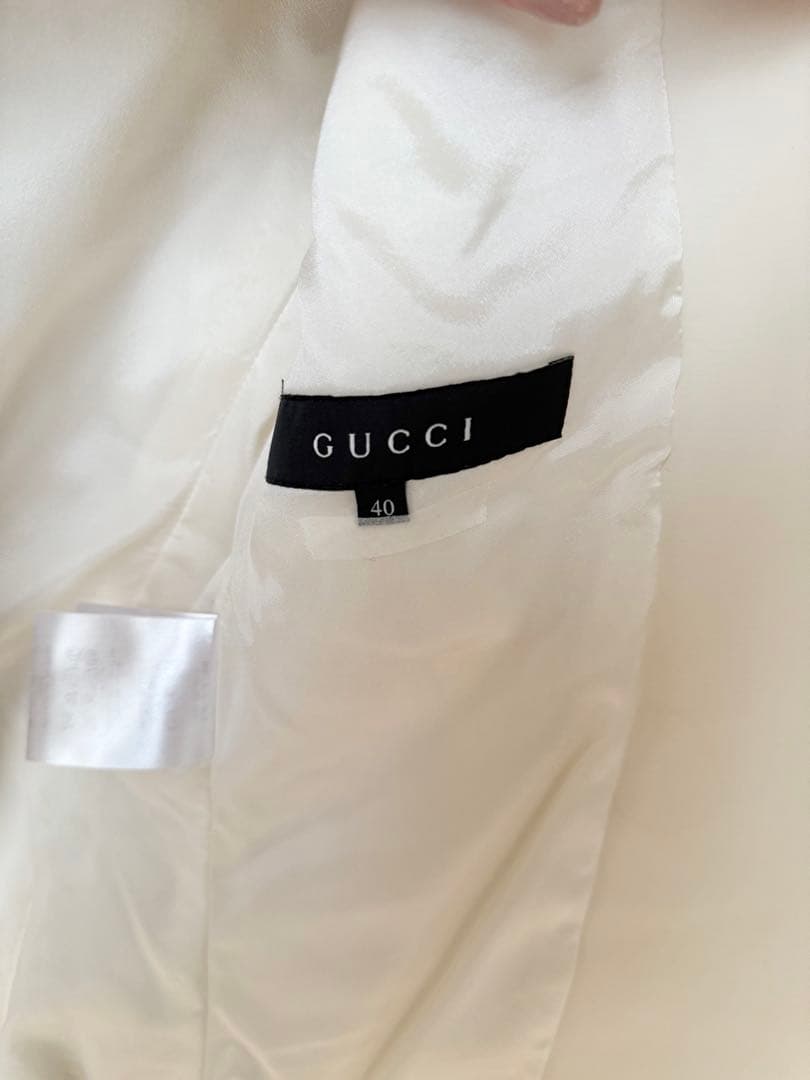 【GUCCI サイズ40】ホワイト テーラードジャケット