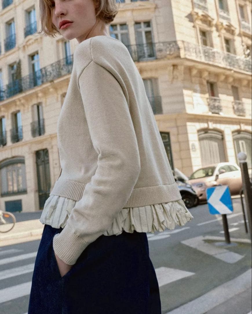 ZARA ザラ　コントラストニットカーディガン　新品、未使用