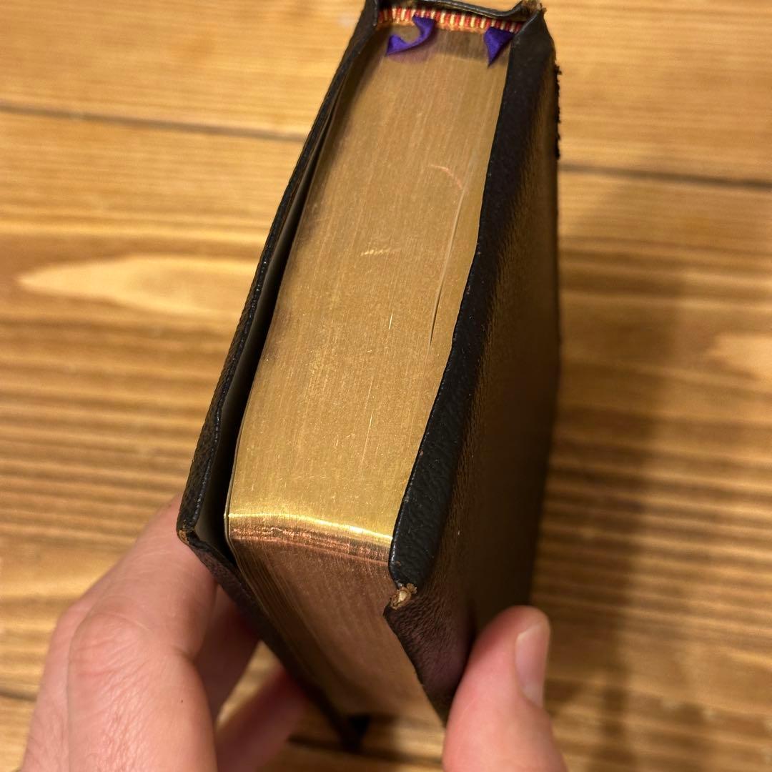 ミニ聖書　口語訳　折皮装金縁　三方金