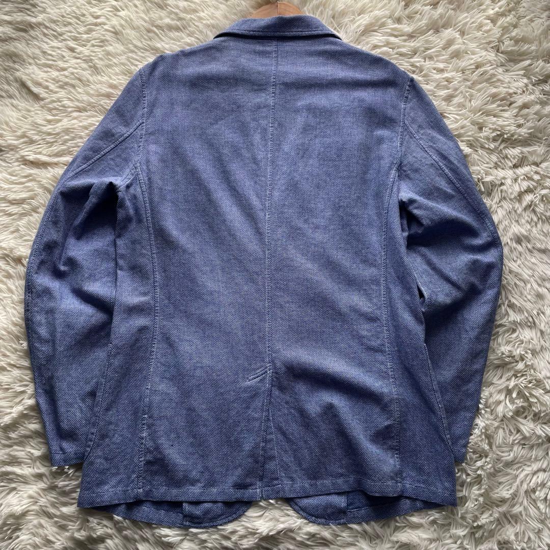 極美品✨シップス　テーラードジャケット　リネン　ニット　ストレッチ　水色　M