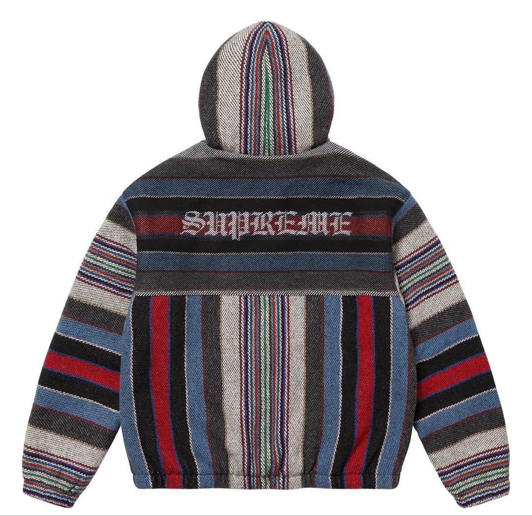 ジャケット・アウター Supreme Woven Stripe Hooded Jacket Black