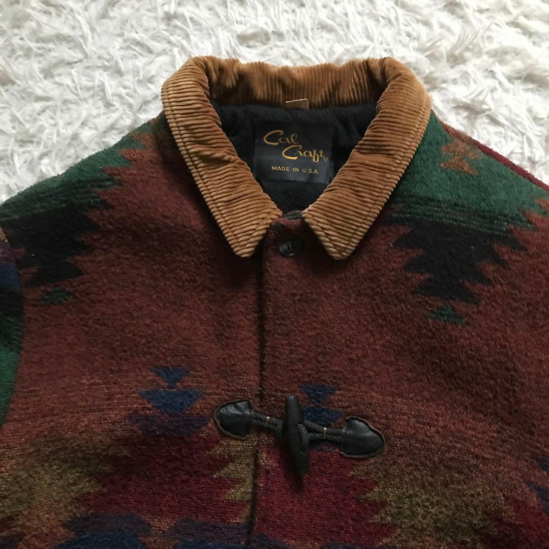 90s cal craft USA製　ネイティブ柄　メンズ　ダッフルコート　L