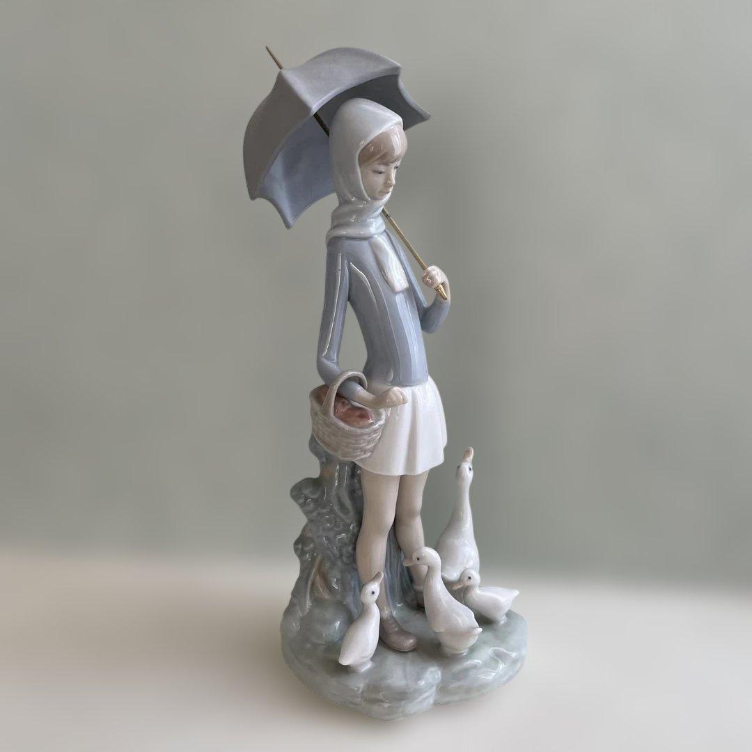 リヤドロ　LLADRO 傘を持つ少女とガチョウ