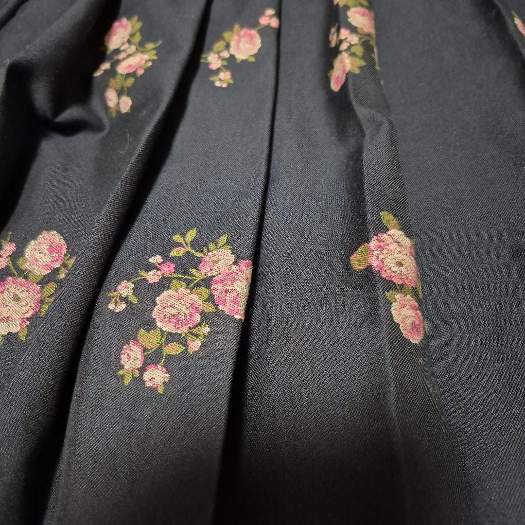 GUCCI ネイビー 花柄 フレアスカート