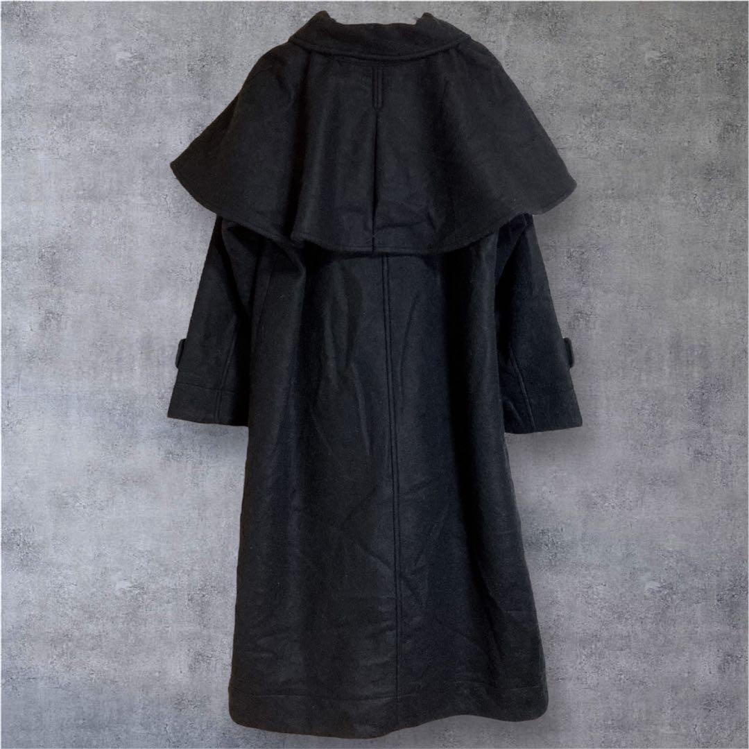 【極美品】サニークラウズ 魔女のケープ付きコート 取り外し可 黒 L ウール