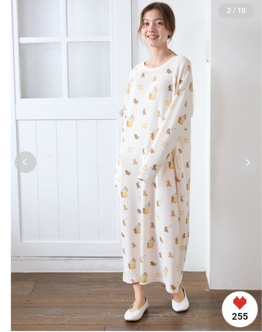 新品 gelato pique はちみつベア柄ワンピース ロング丈 タグ付き