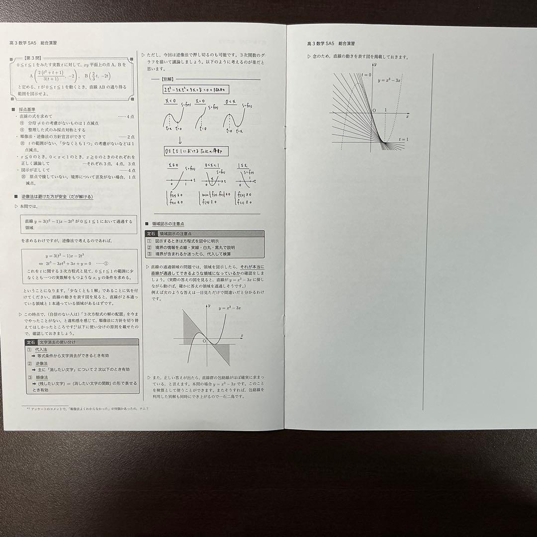 鉄緑会　高3理系数学SA上位入試数学演習　問題冊子、授業冊子、講評　第1~16回