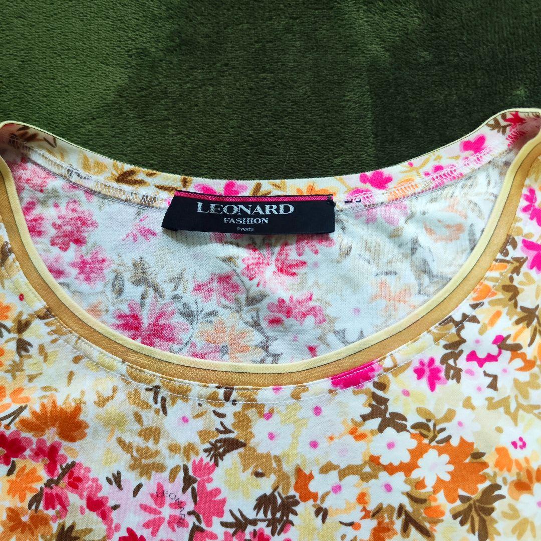 【極美品】レオナール アンサンブル カーディガン　Tシャツ 2点セット 花柄 M