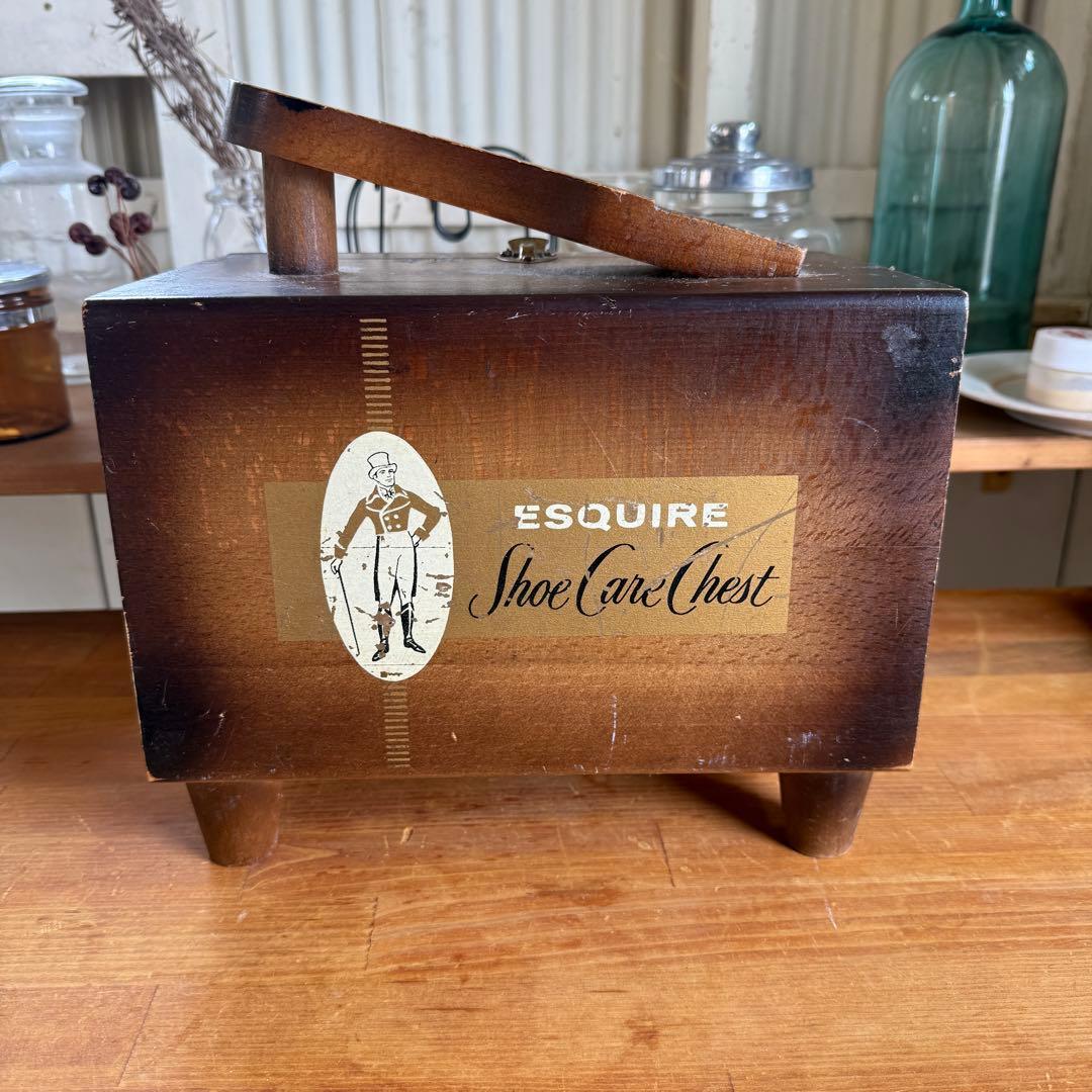 ビンテージ　シューケア　チェスト　アメリカ製　ESQUIRE Shoe care