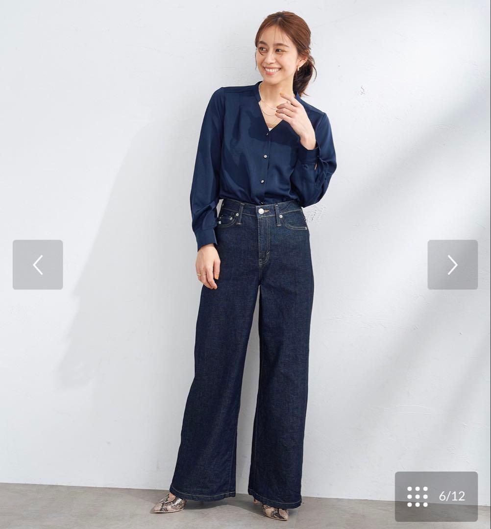 新品未使用SOMETHING LISAハイウエスト ワイドストレッチデニム