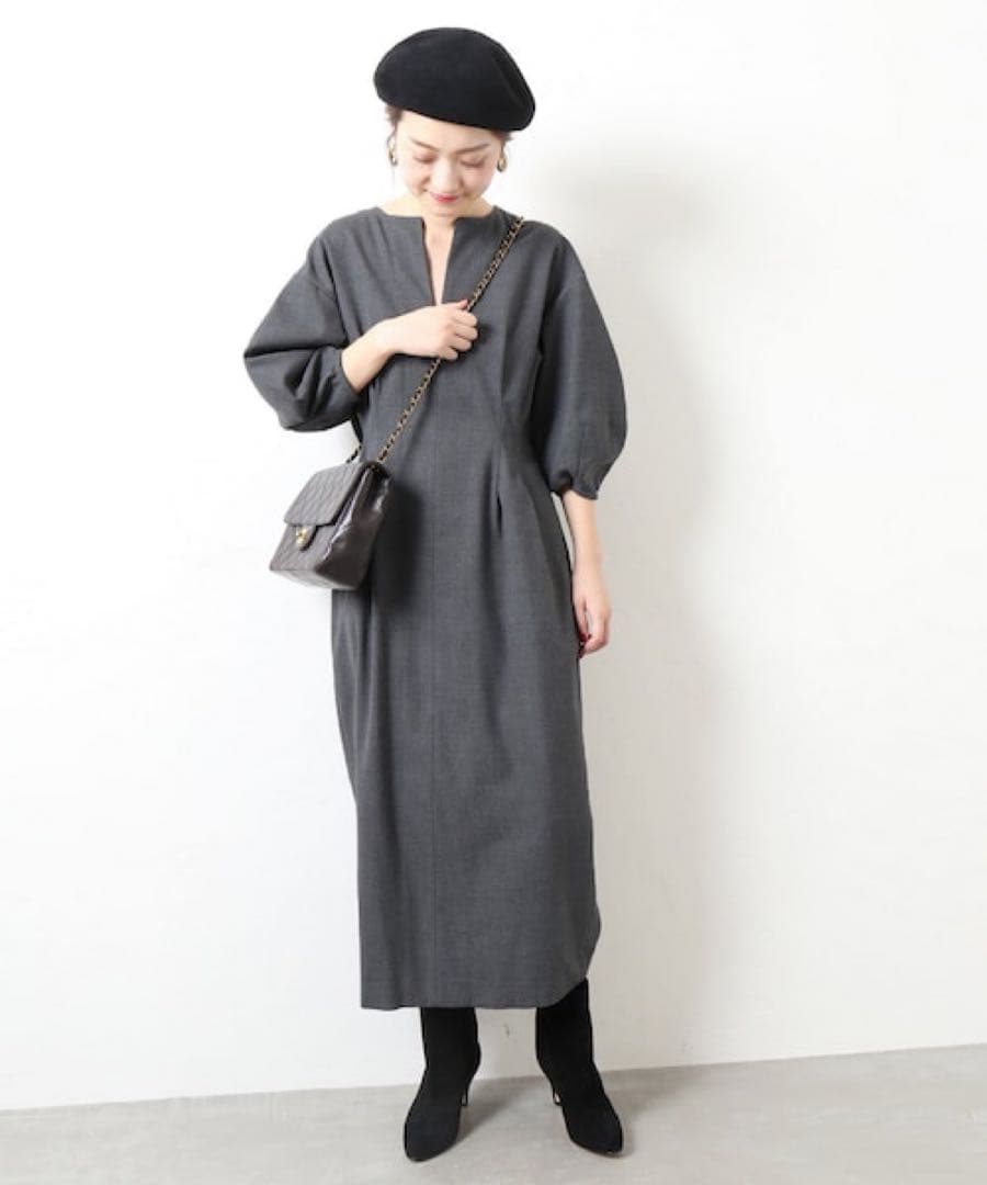 VERMEIL par iena ウエストシェイプパフスリーブワンピース36