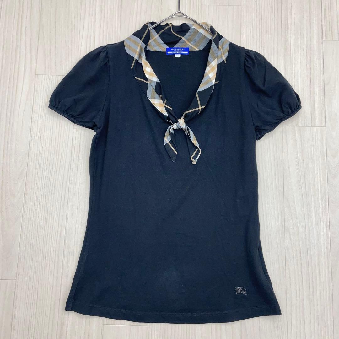 ☆ BURBERRY LONDON チェック ボウタイ パフスリーブ カットソー