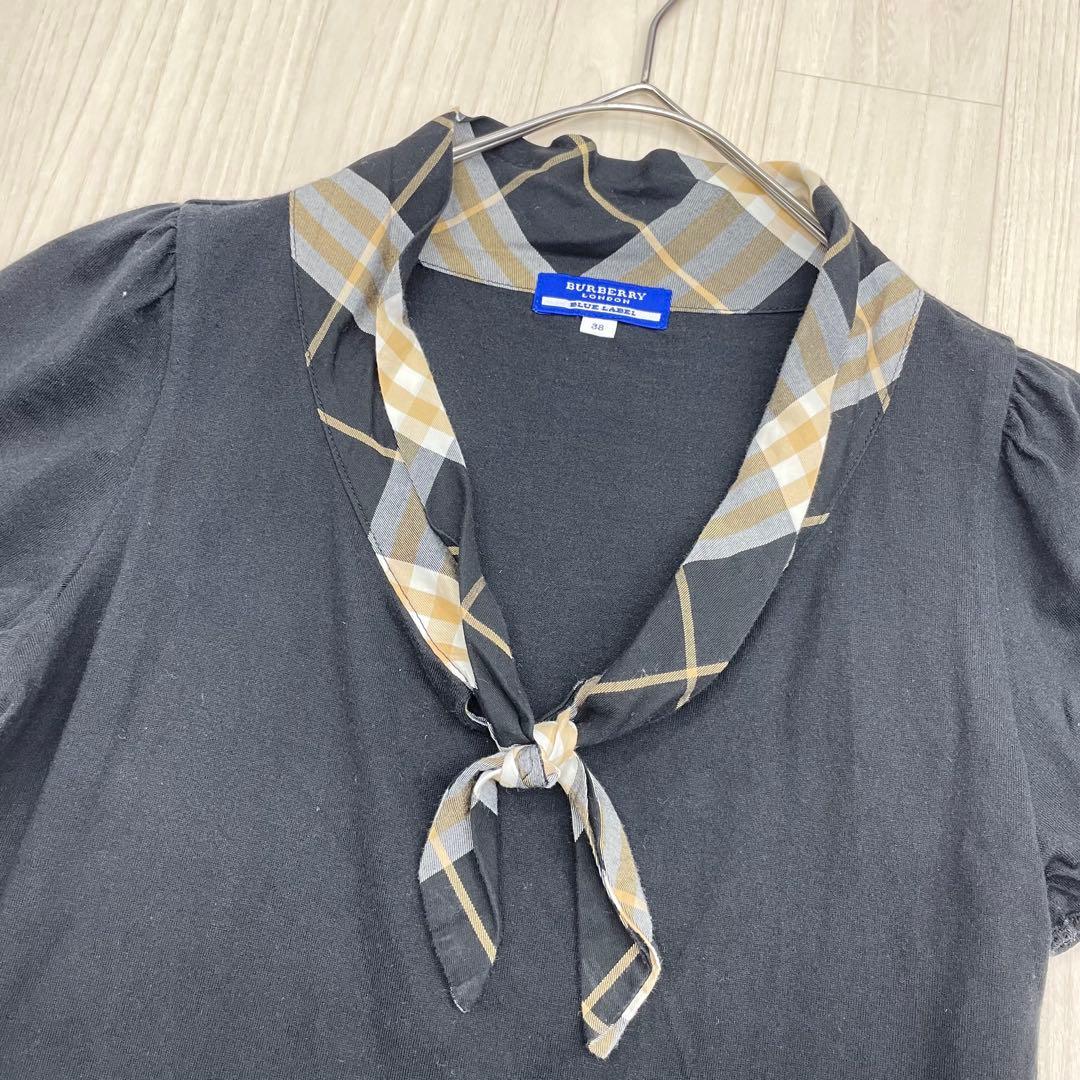 ☆ BURBERRY LONDON チェック ボウタイ パフスリーブ カットソー