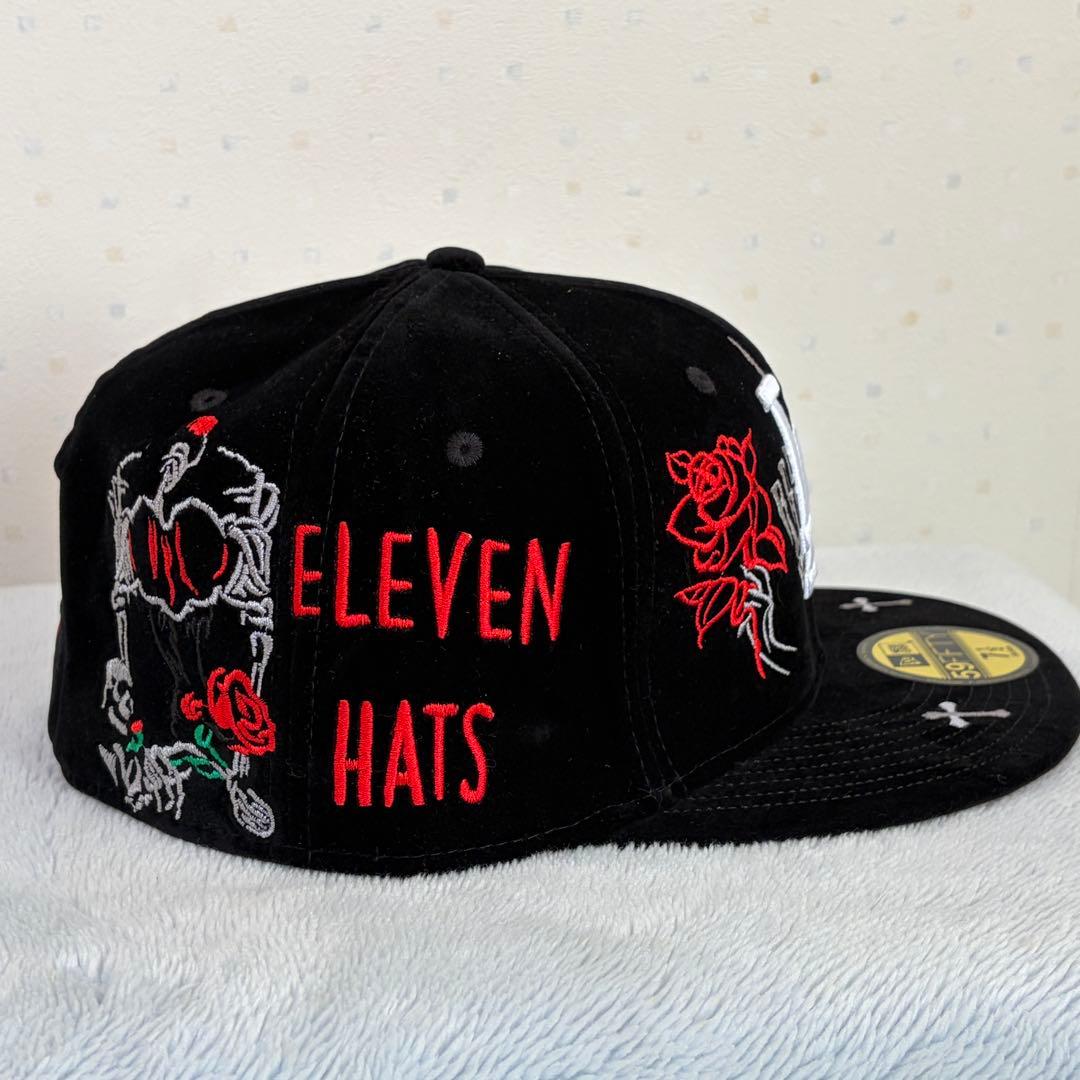 新品 NEWERA LA Dodgers 7 1/2 黒 海外限定 薔薇 骸骨