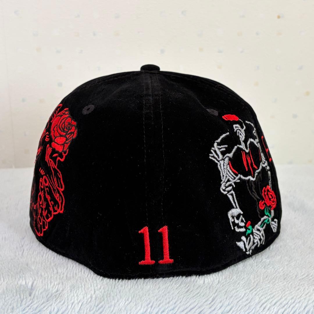 新品 NEWERA LA Dodgers 7 1/2 黒 海外限定 薔薇 骸骨