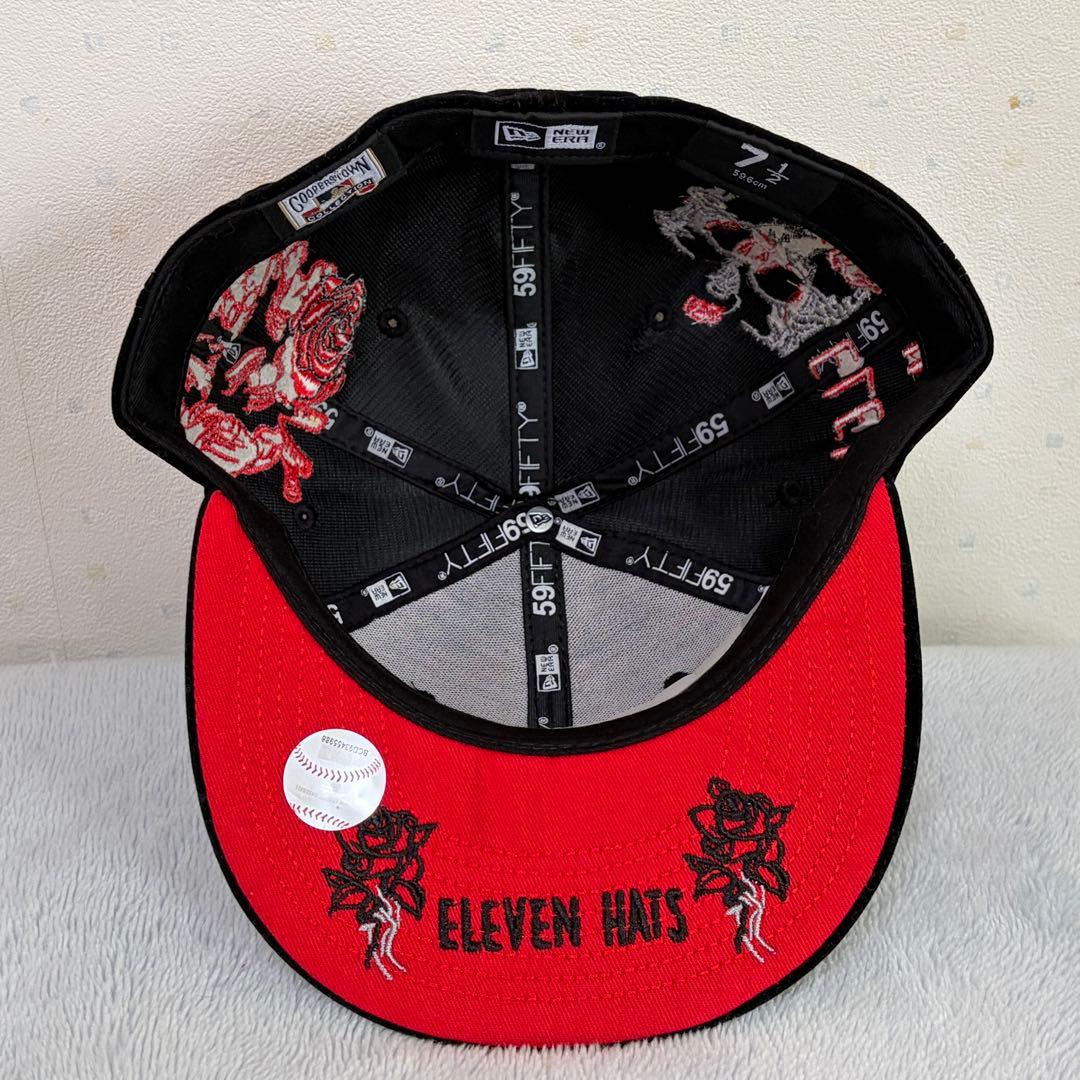 新品 NEWERA LA Dodgers 7 1/2 黒 海外限定 薔薇 骸骨