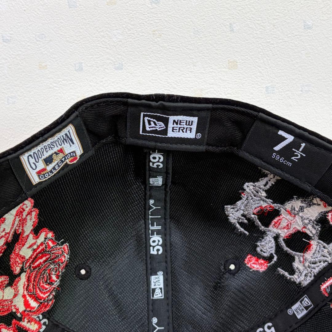 新品 NEWERA LA Dodgers 7 1/2 黒 海外限定 薔薇 骸骨