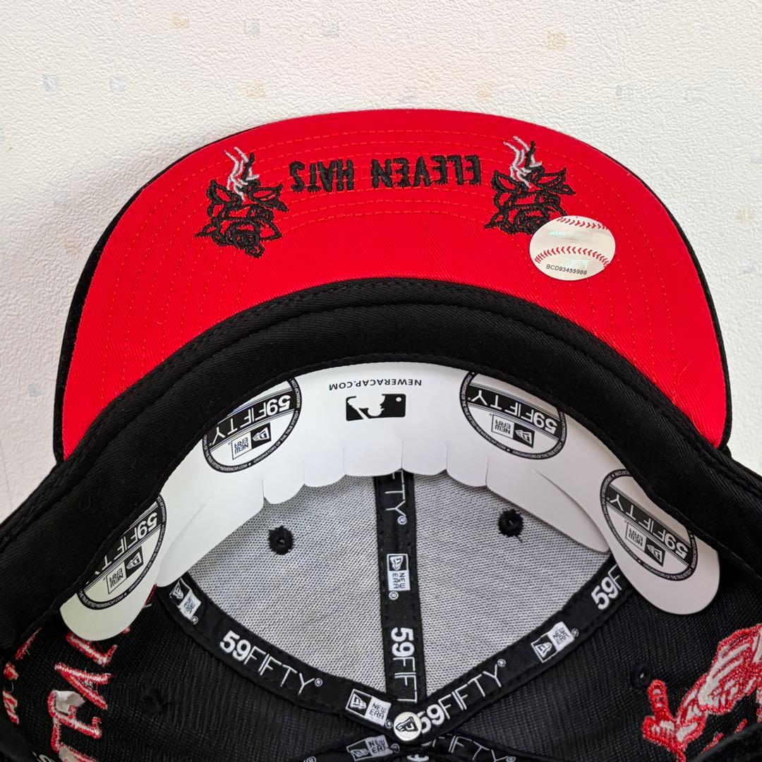 新品 NEWERA LA Dodgers 7 1/2 黒 海外限定 薔薇 骸骨