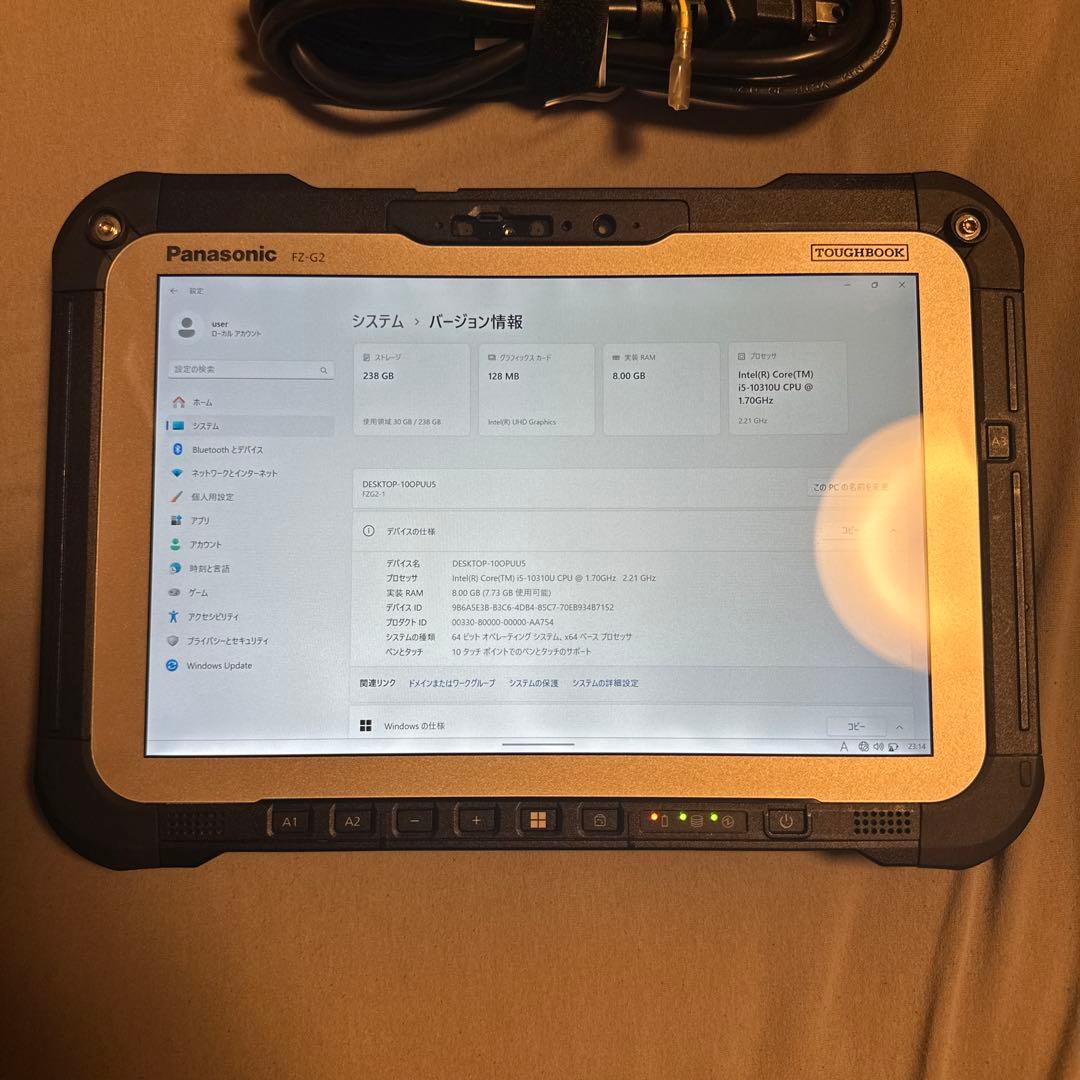 Windowsタブレット本体 TOUGHBOOK FZ-G2 win11/SSD256G/8G/LTE 6