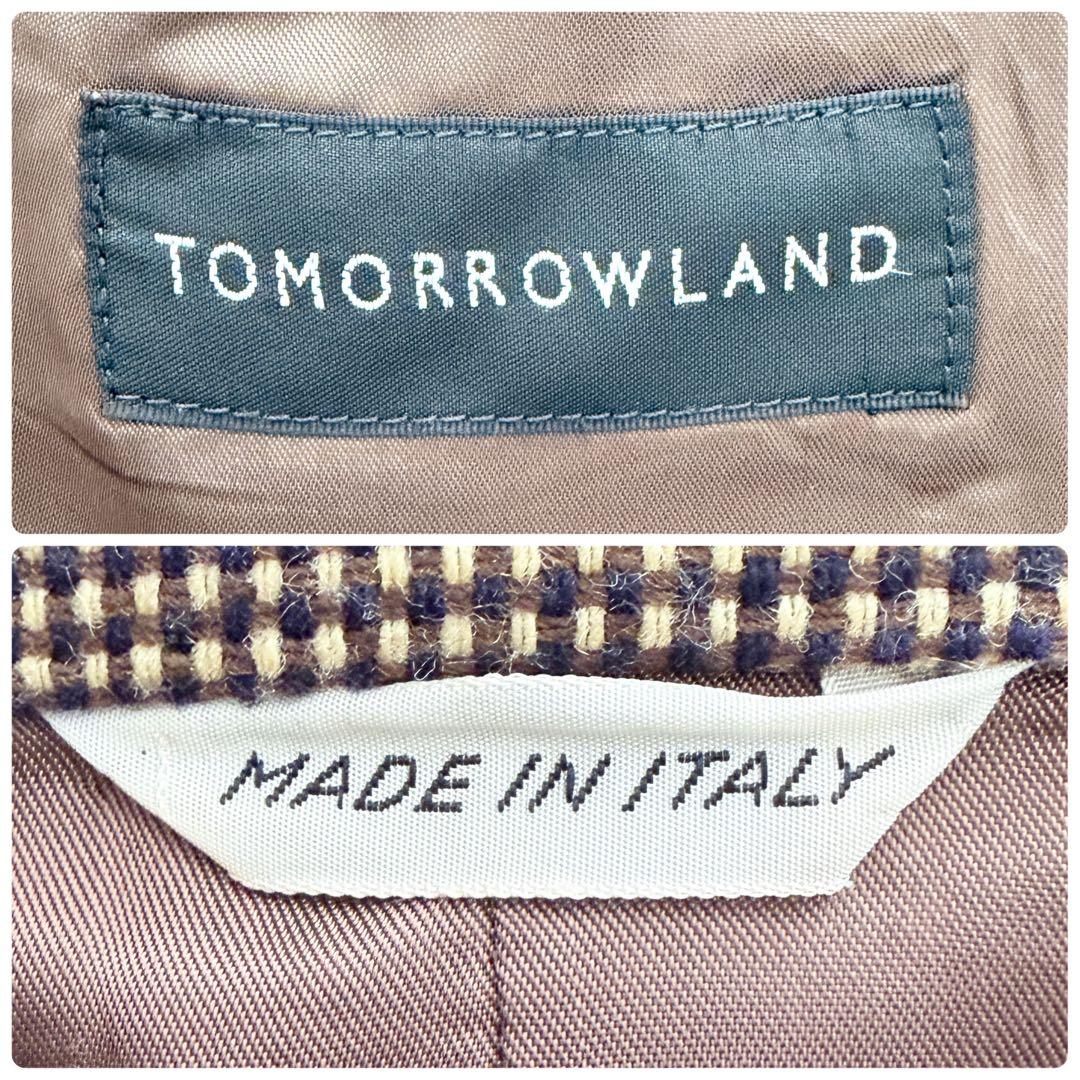 極美品★TOMORROWLAND 千鳥格子 テーラードジャケット ウール100%