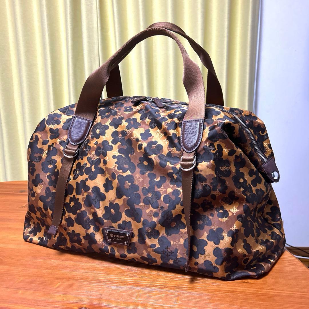 新品 ラシット レオパード　￼花柄　トートバッグ 旅行用　ボストンバック2way