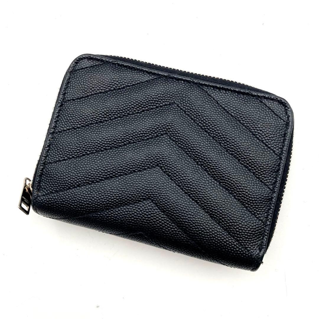 ★極美品★SAINT LAURENT 2つ折り財布 キャビアスキン YSL 黒