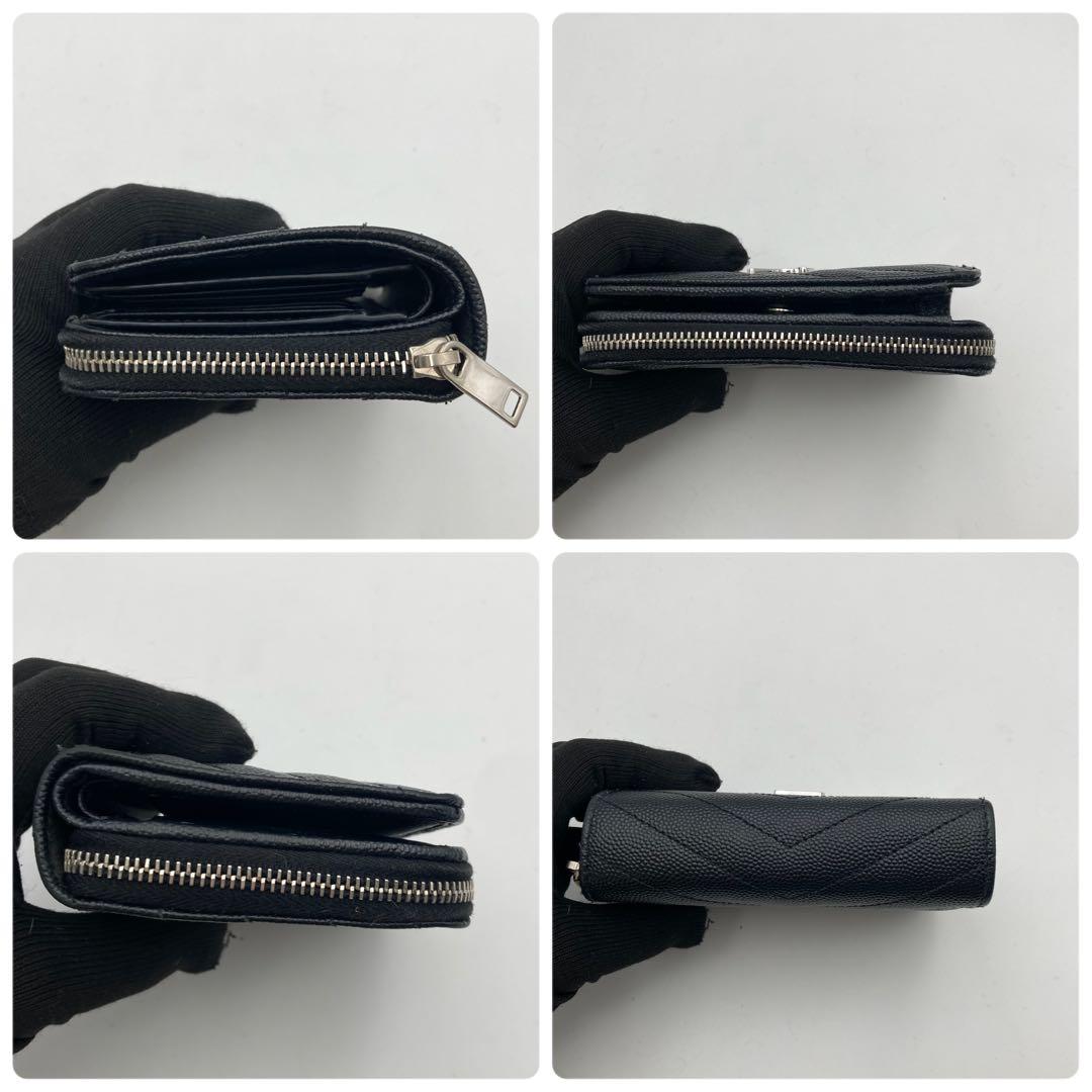 ★極美品★SAINT LAURENT 2つ折り財布 キャビアスキン YSL 黒