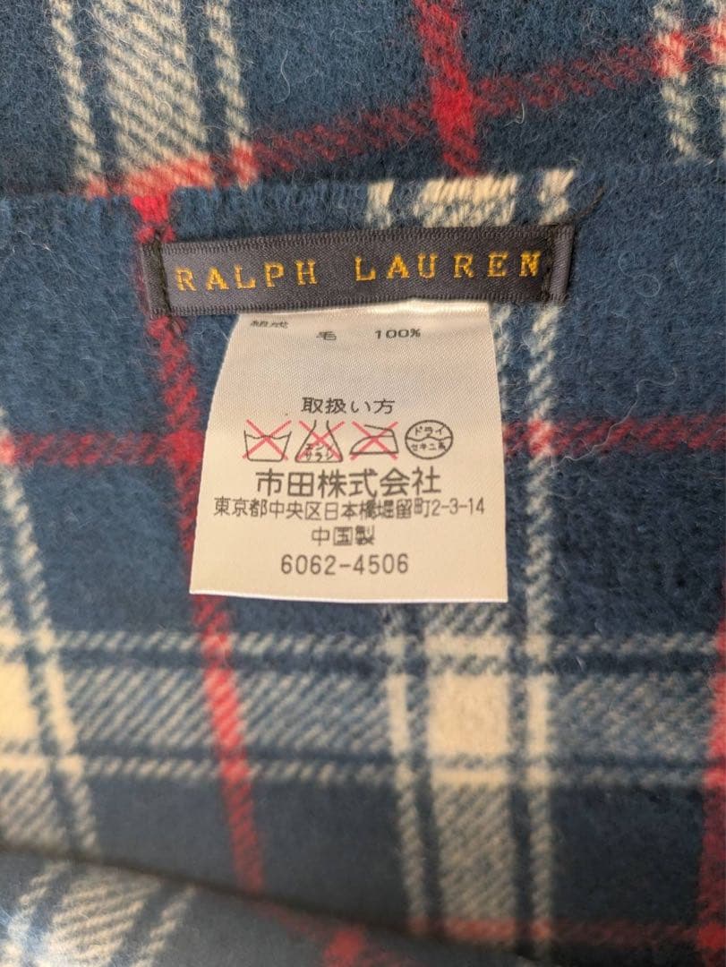 ラルフローレン 膝掛け ウール100% Ralph Lauren チェック柄