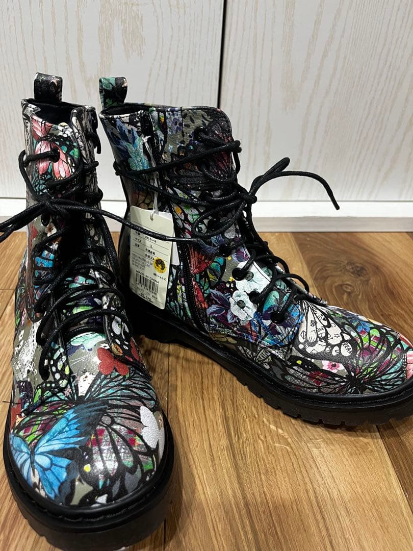 S coLar 蝶総柄ショートブーツ