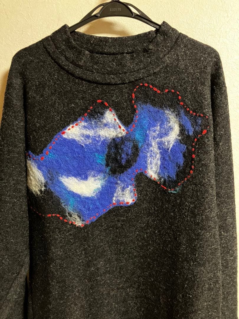 yohji yamamotoワンピース/フェルトニット チャコールグレー