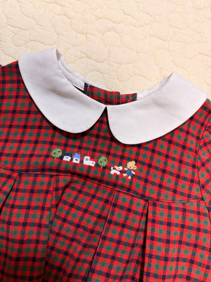 【美品】　familiar チェック柄 ワンピース 80