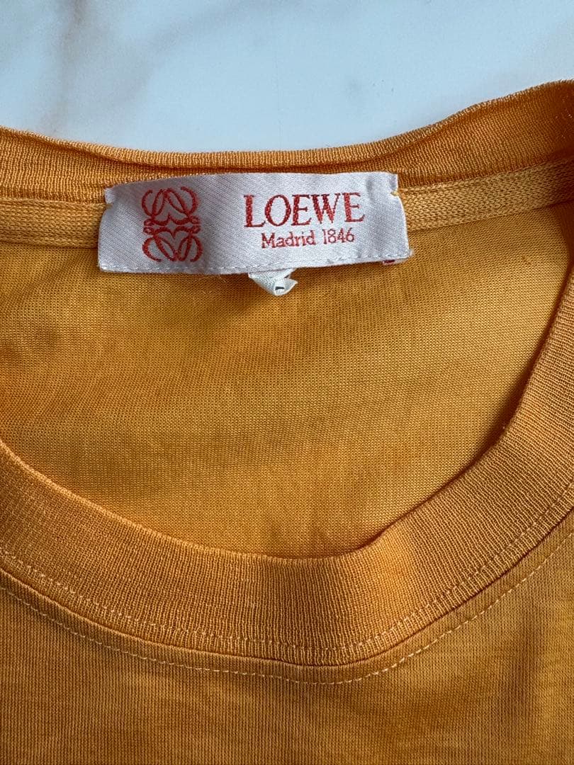 希少LOEWE　ロエベ　刺繡ロゴ　アナグラム　半袖Tシャツ　オレンジ