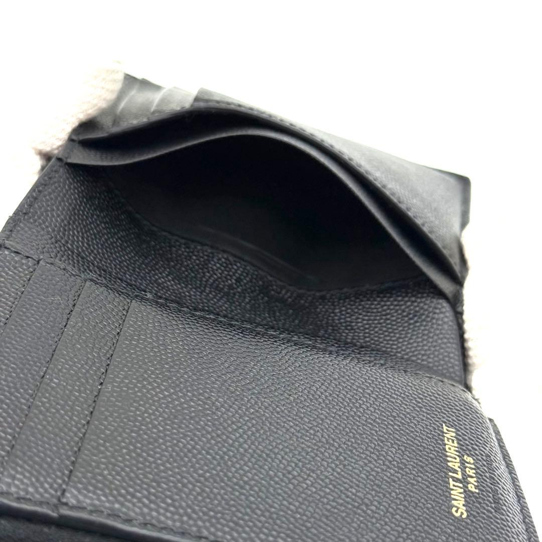 サンローラン コンパクト スリーフォールド カサンドラ ブラック 財布 Q44