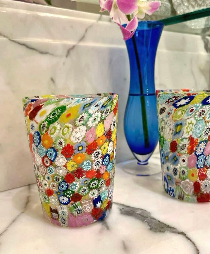 MURANO ムラノ ミルフィオリ カップ　グラス　ヴェネチアン　２つセット