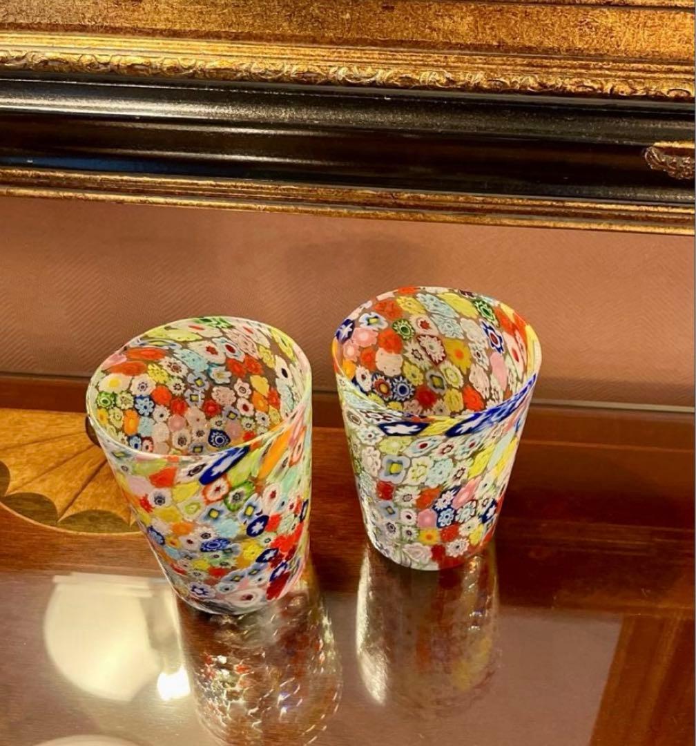 MURANO ムラノ ミルフィオリ カップ　グラス　ヴェネチアン　２つセット