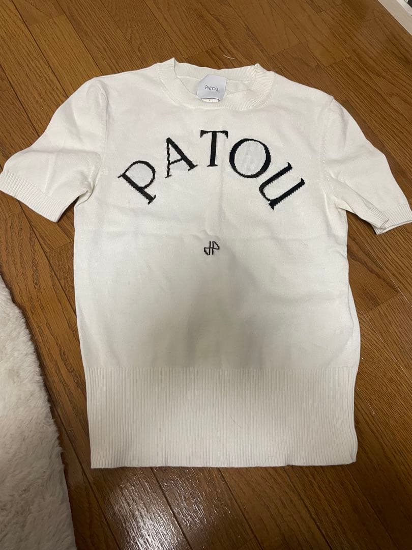 【即日発送】【値下げ】Patou ロゴ入り 半袖ニットトップス