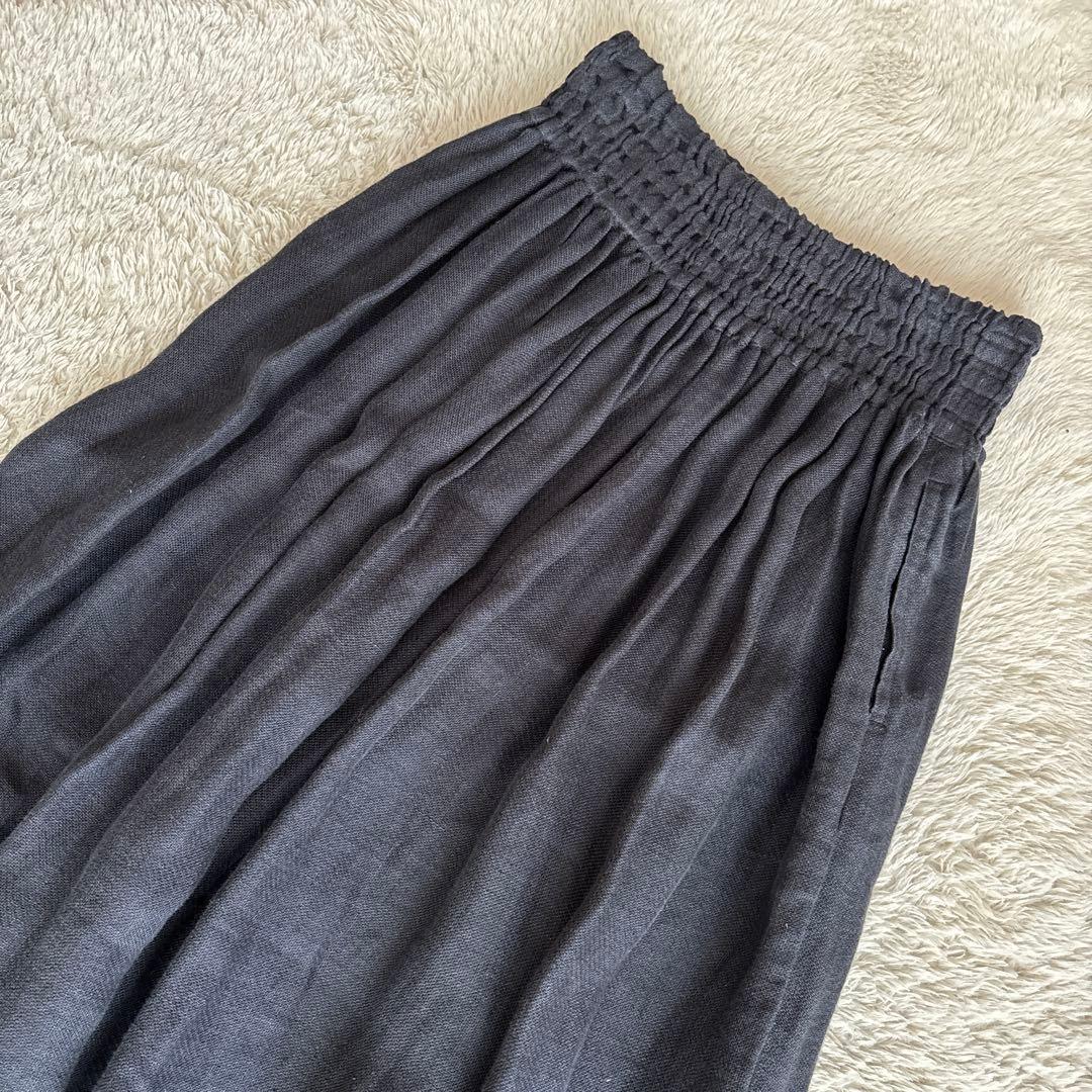 Vlas Blomme ヴラスブラム　リネンギャザースカート　チャコールグレー