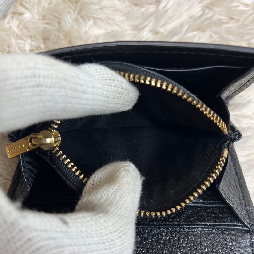 トリーバーチ　TORY BURCH 二つ折り財布　ミニ　金具　レザー　ブラック
